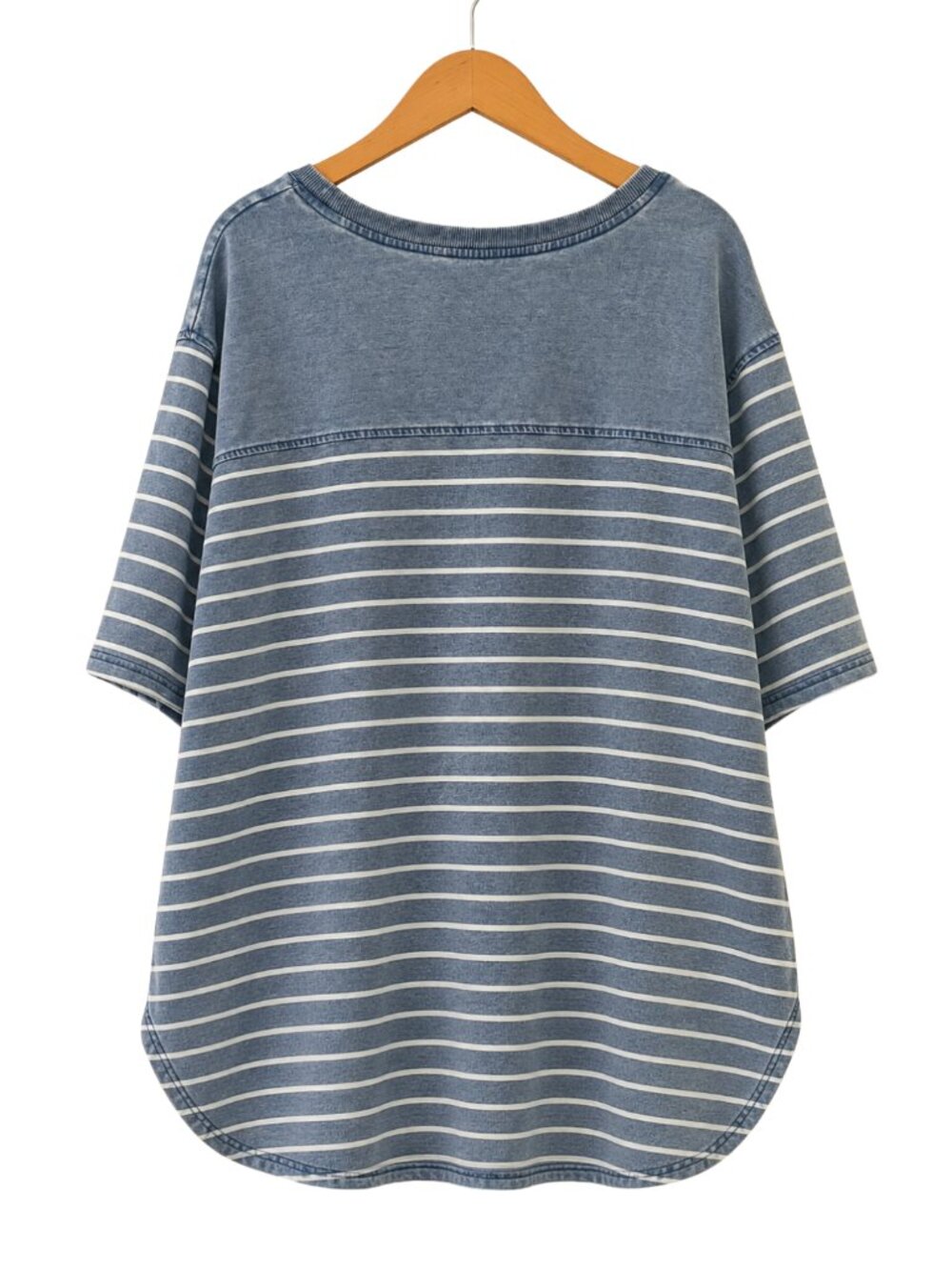 Jane + Delancey NWT 2X Blue Striped Mineral Wash Coastal Tee NEW - Picture 2 of 5